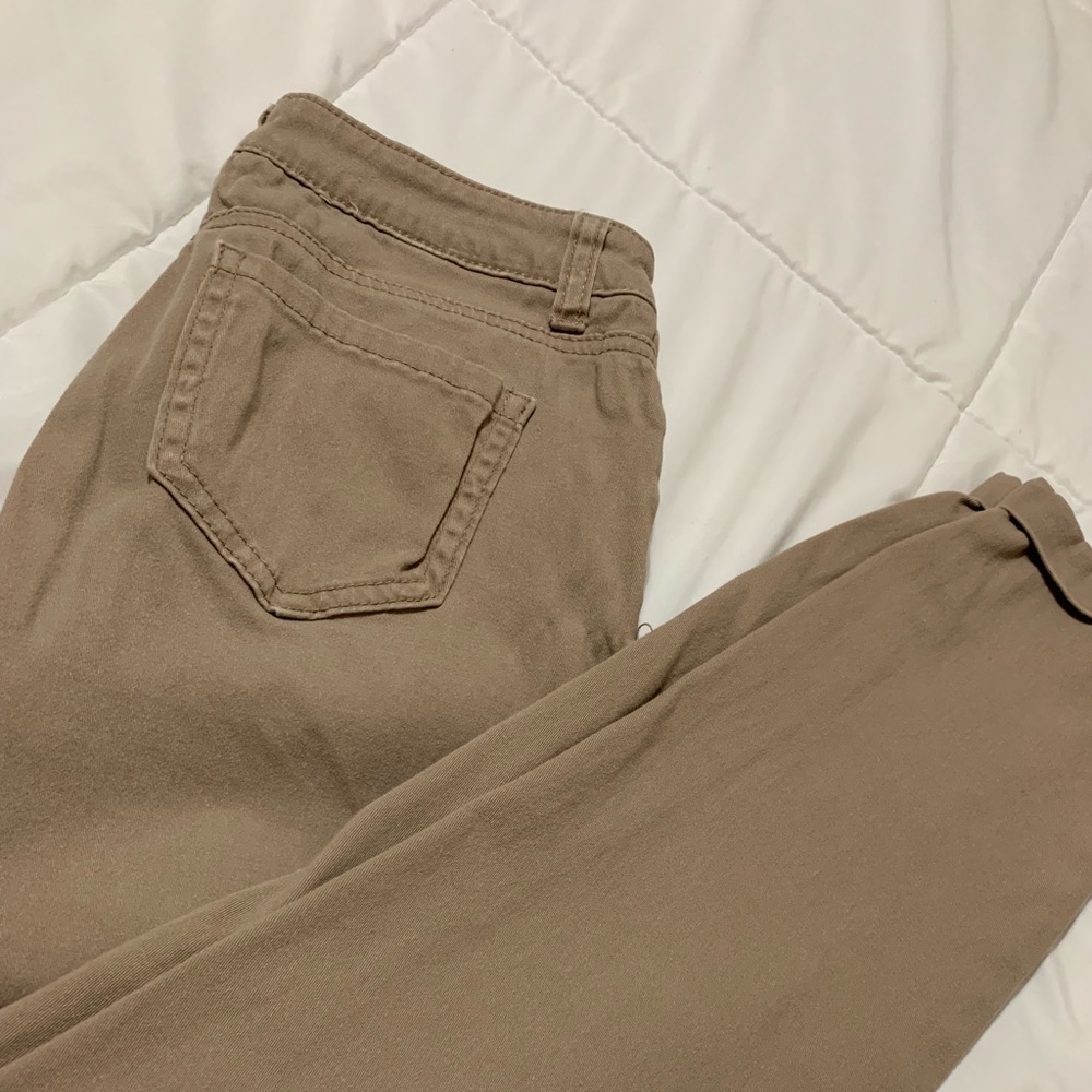 Cuffed Khaki Wax Jeans